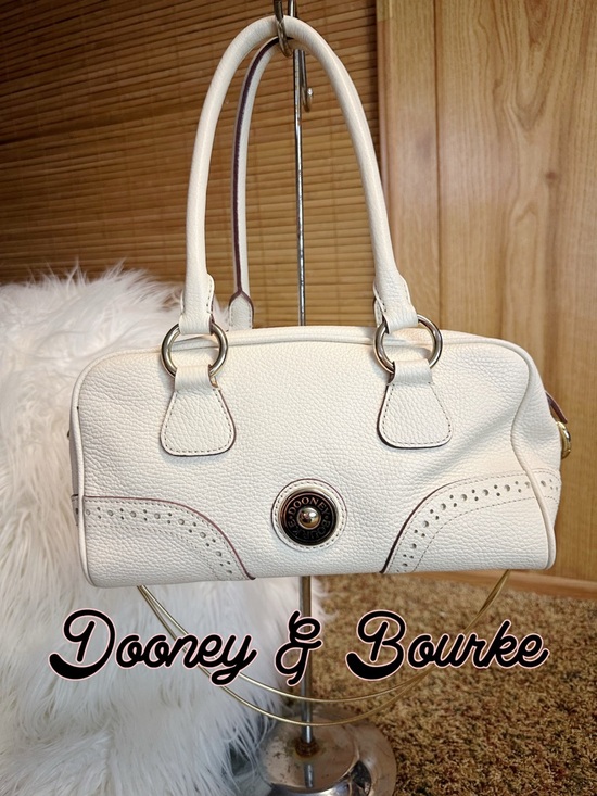 Dooney & Bourke Handbags - Dooney & Bourke Cream Pebbled Leather Satchel with Gold Hardware